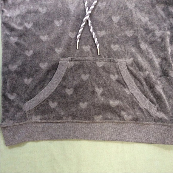 Jenni by Jennifer Moore Womens Heart Printed Velour Hoodie Gray Size Small - Picture 4 of 9
